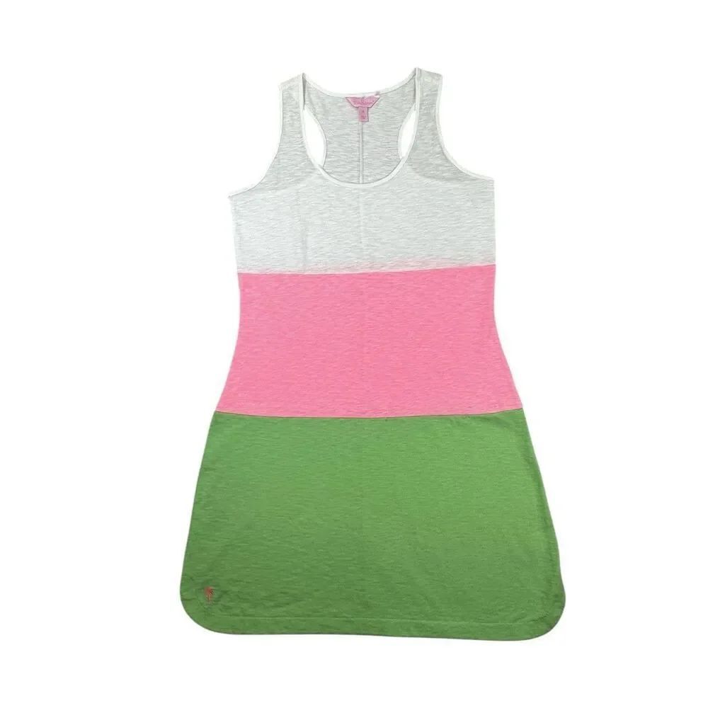 Lilly Pulitzer Colorblock Racerback Tank Cordon Midi Dress Medium Sleeveless
